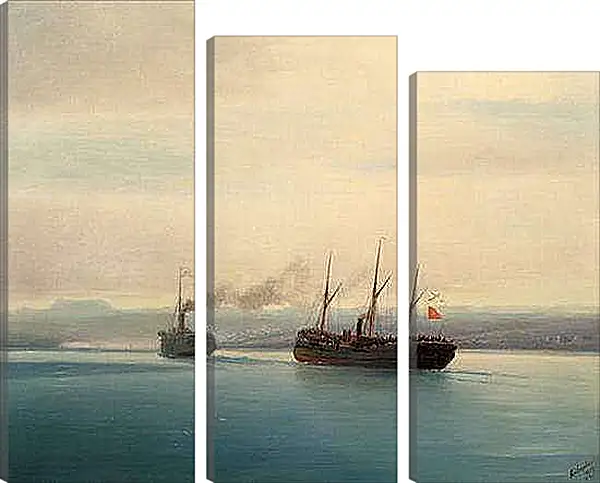 Модульная картина - Захват турецкого крейсера Мерсина. Иван Айвазовский