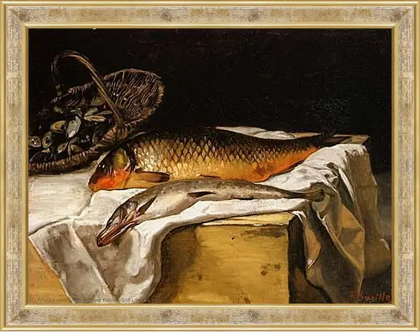 Картина в раме - Still Life with Fish. Жан Фредерик Базиль