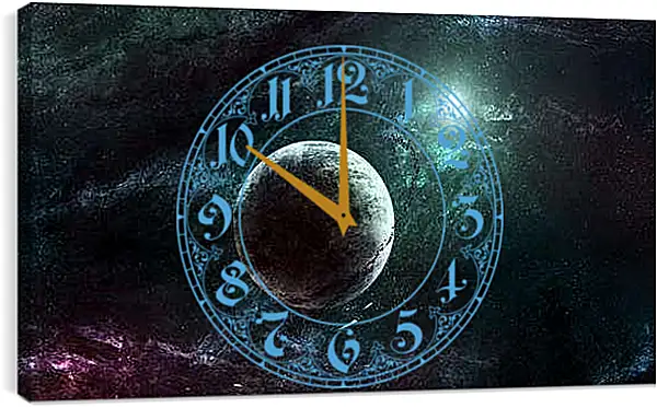 Часы картина - Планета в космической туманности