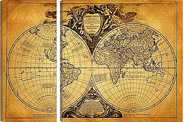 Модульная картина - Старая карта мира