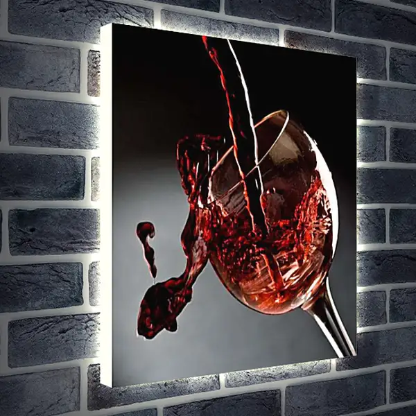 Лайтбокс световая панель - Всплеск в бокале вина. Виноградный вихрь.