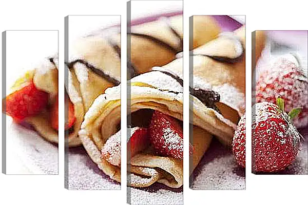 Модульная картина - Блинчики с клубникой. Сладкое утро.