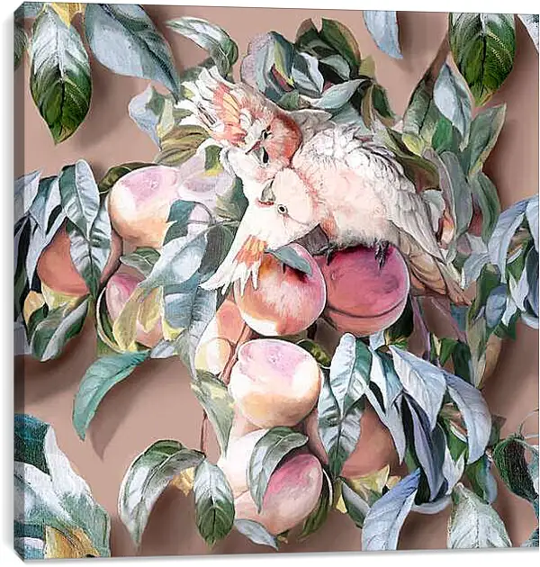 Постер на подрамнике - Персиковый поцелуй. Интерьерный паттерн на основе авторской картины