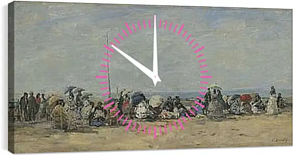 Часы картина - Beach Scene, Trouville. Эжен Буден