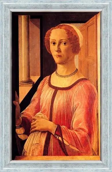 Картина в раме - Portrait of Smeralda Brandini. Сандро Боттичелли