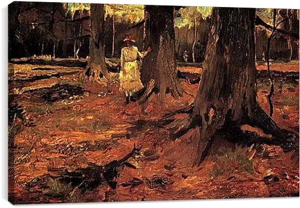 Постер на подрамнике - Girl in White in the Woods. Винсент Ван Гог