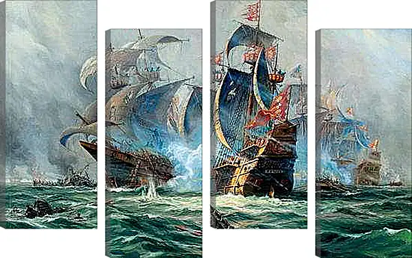 Модульная картина - Битва на море