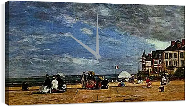 Часы картина - Der Strand von Trouville. Эжен Буден