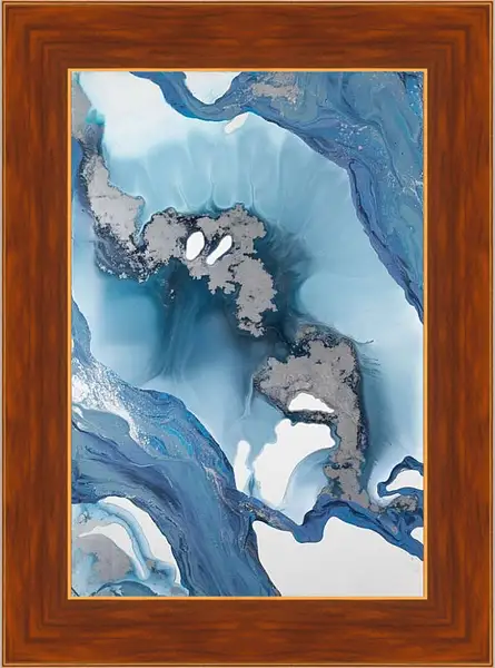 Картина в раме - Abstraction silver island. Mari Dein