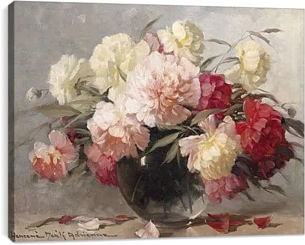 Постер на подрамнике - Пионы в вазе