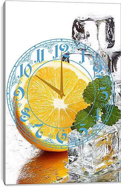 Часы картина - Лед и апельсин. Освежающий Лимон.