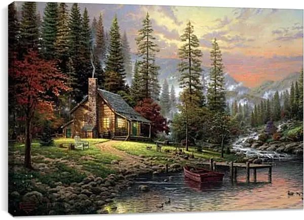 Постер на подрамнике - Дом у реки