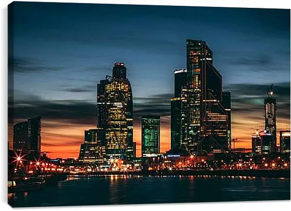 Постер на подрамнике - Вечерний Москва-сити