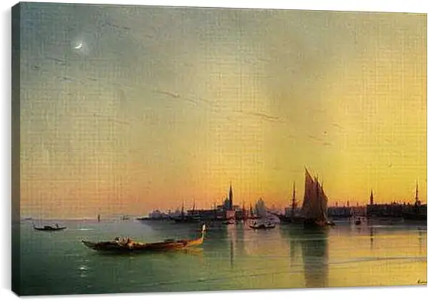 Постер на подрамнике - Закат над Венецианской лагуной. Иван Айвазовский