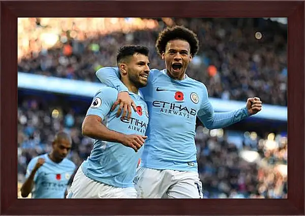 Картина в раме - Празднование гола. Манчестер Сити. Manchester City