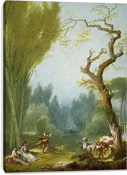 Постер на подрамнике - A Game of Horse and Rider. Жан Оноре Фрагонар