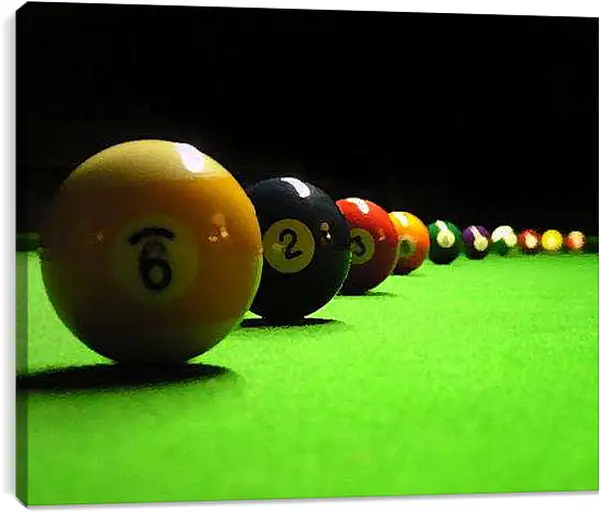 Постер на подрамнике - Бильярдные шары в ряд