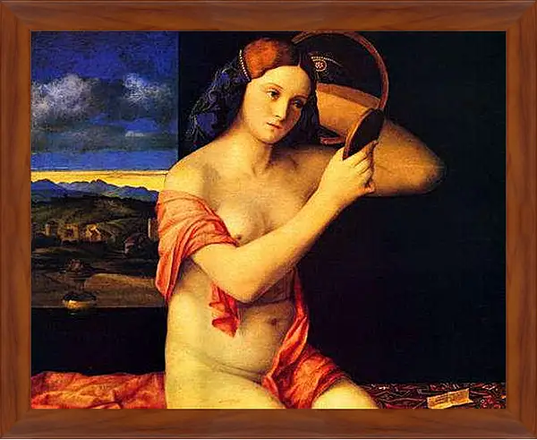 Картина в раме - Young Woman at her Toilet. Джованни Беллини