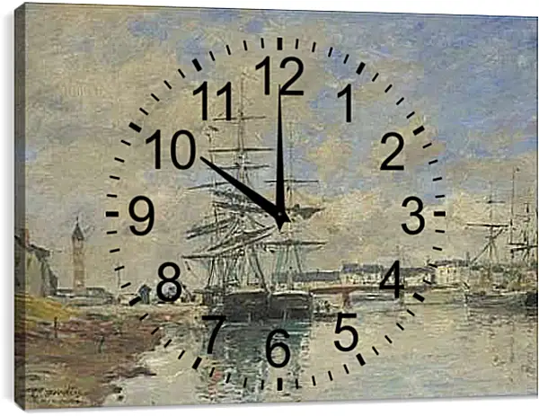 Часы картина - Deauville Harbour. Эжен Буден