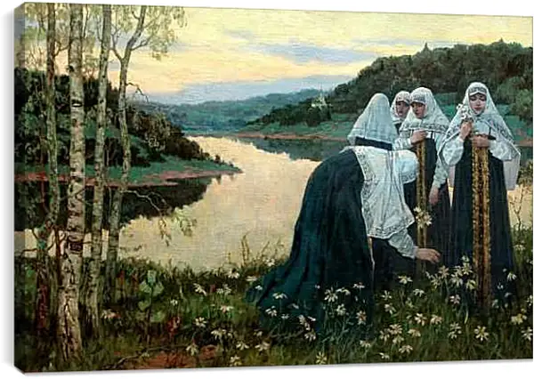 Постер на подрамнике - Девушки на берегу. Нестеров Михаил