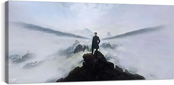 Постер на подрамнике - Странник над морем тумана. Каспар Давид Фридрих