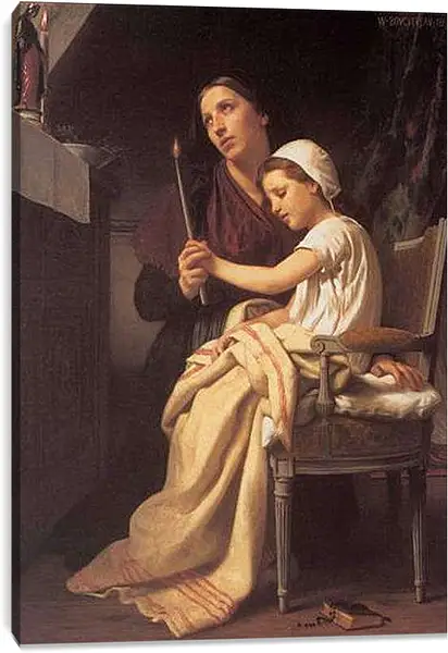 Постер на подрамнике - Le Voeu. Благодарственная жертва. Адольф Вильям Бугро