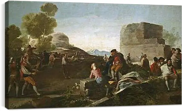 Постер на подрамнике - A Stickball Game. Франсиско Гойя