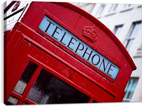 Постер на подрамнике - Красная телефонная кабинка