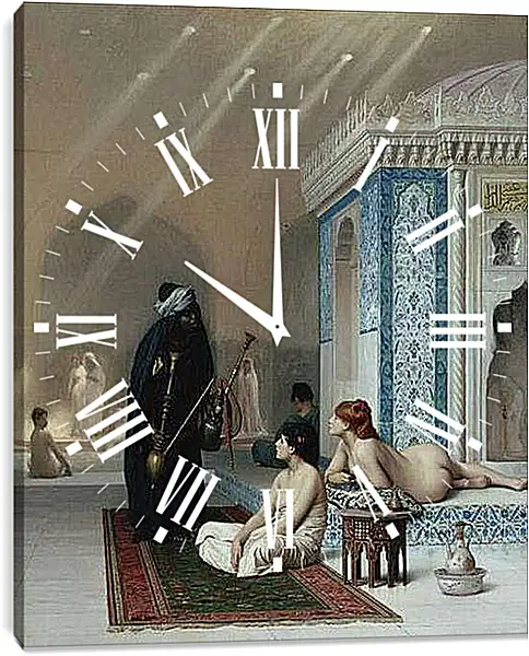 Часы картина - Pool in a Harem. Жан-Леон Жером