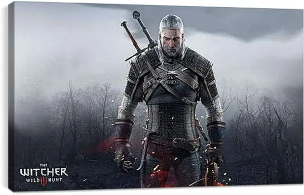 Постер на подрамнике - The Witcher 3: Wild Hunt (Ведьмак), Геральт очень зол