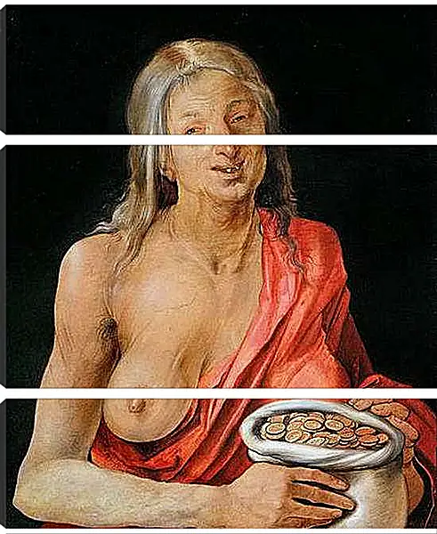 Модульная картина - Старуха с мешочком монет. Альбрехт Дюрер