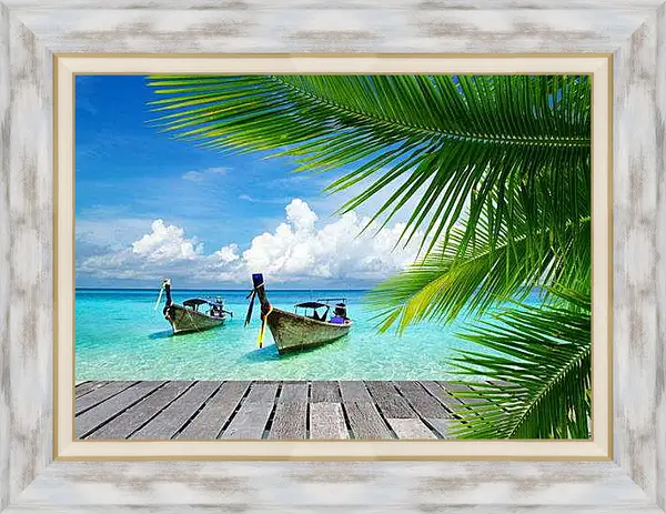 Картина в раме - Две лодки в море