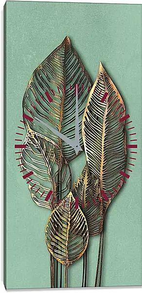 Часы картина - Листья. Арт