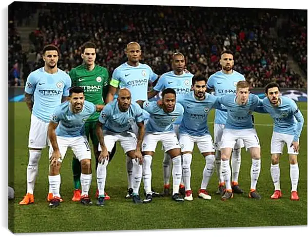 Постер на подрамнике - Фото перед матчем. Манчестер Сити. Manchester City