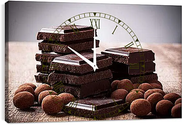 Часы картина - Шоколад. Шоколадное искушение.