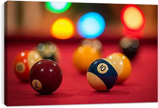 Постер на подрамнике - Разноцветные бильярдные шары