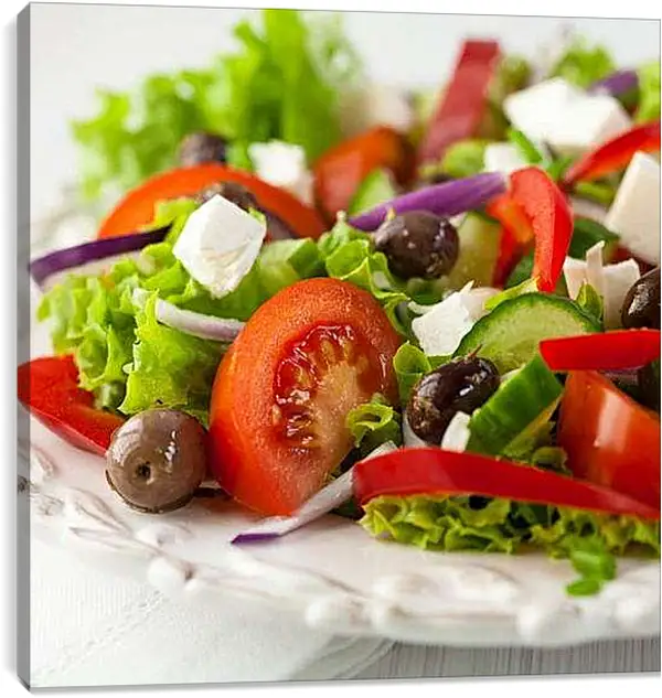 Постер на подрамнике - Овощной салат. Средиземноморская свежесть.