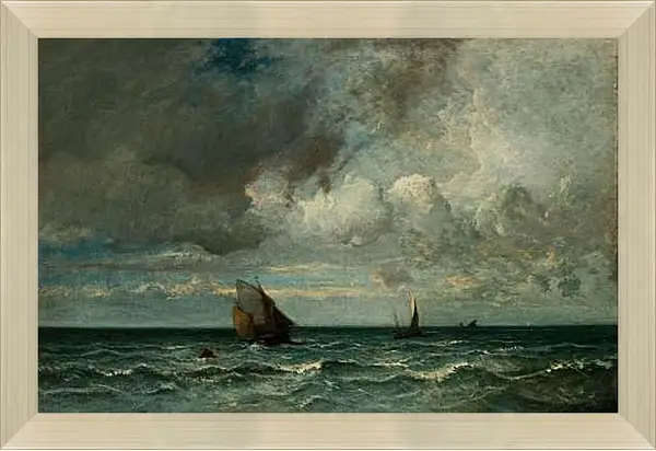 Картина в раме - Barks Fleeing Before the Storm. Жюль Дюпре