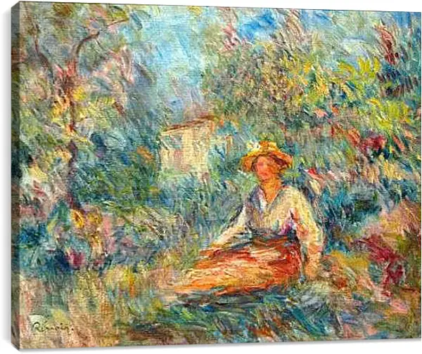 Постер на подрамнике - Girl in the Woods. Пьер Огюст Ренуар