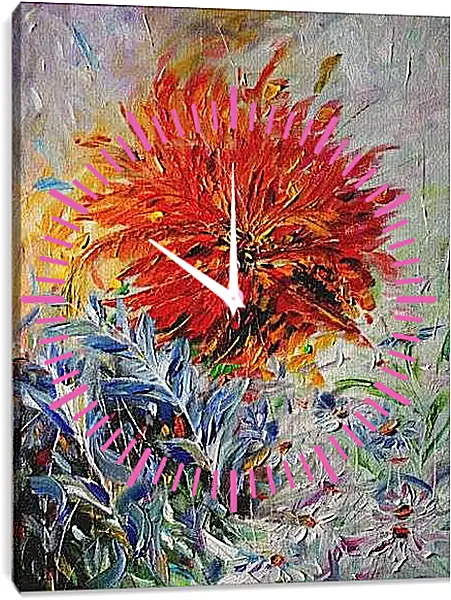 Часы картина - Георгины. Арт-постер