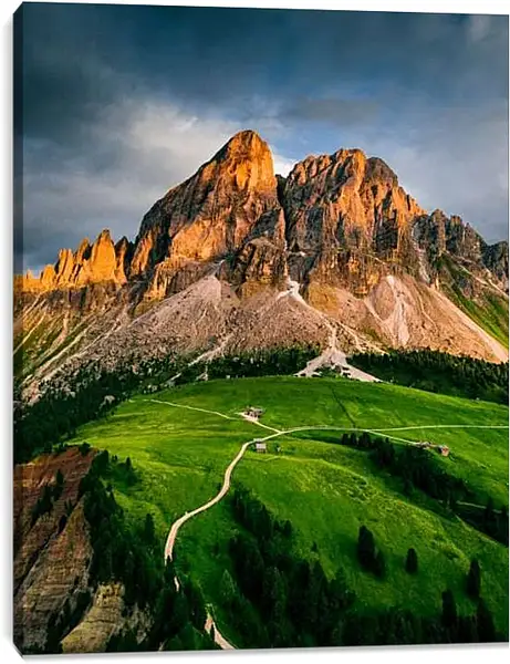 Постер на подрамнике - Хижины возле гор