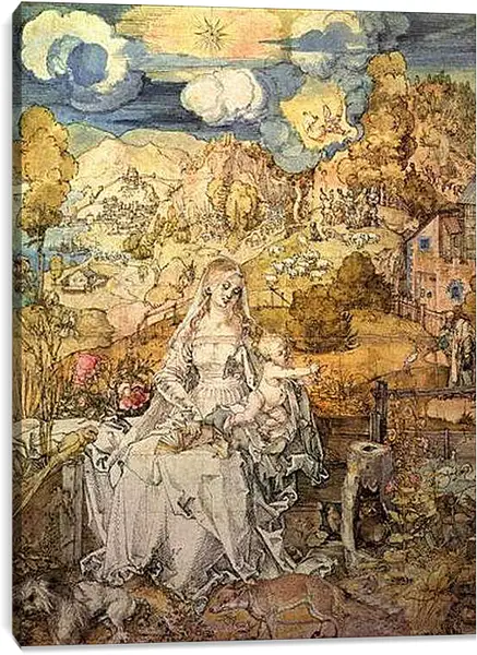 Постер на подрамнике - Madonna with Animals. Богородица с Иисусом среди животных Альбрехт Дюрер