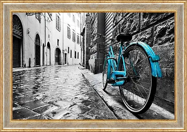 Картина в раме - Флоренция, голубой велосипед
