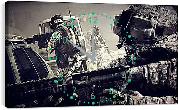 Часы картина - battlefield 3, soldiers, machine