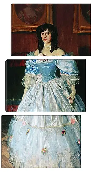 Модульная картина - Портрет женщины в голубом. Борис Кустодиев