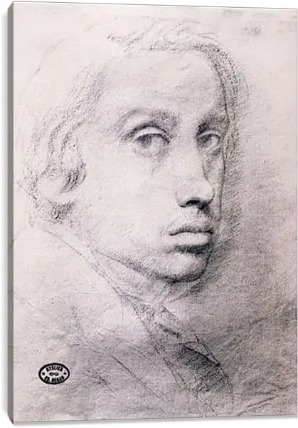 Постер на подрамнике - Etude pour un autoportrait  Dessin Sanguine. Эдгар Дега