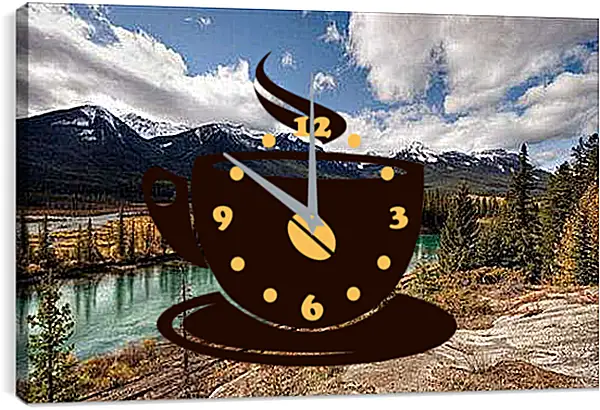 Часы картина - Вид на заснеженные горы