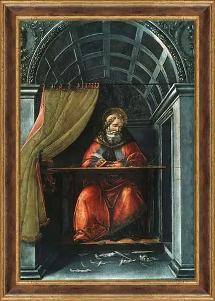 Картина в раме - St. Augustinus in  prayer. Сандро Боттичелли