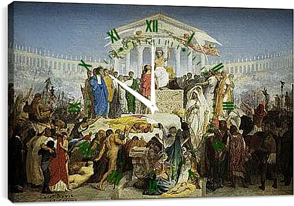 Часы картина - The Age of Augustus - The Birth of Christ. Жан-Леон Жером