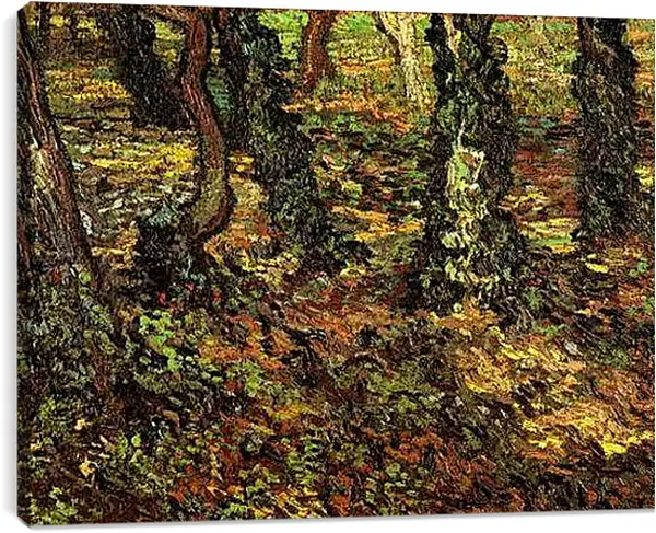Постер на подрамнике - Tree Trunks with Ivy 2. Винсент Ван Гог
